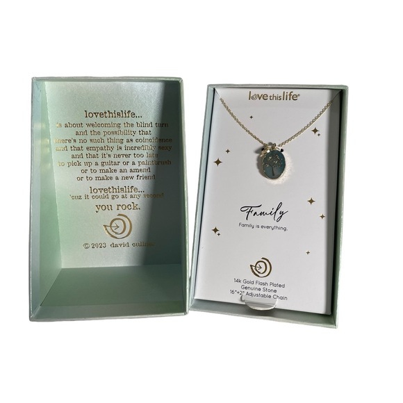 Love This Life Family Tree Amazonite & Heart Charm Necklace 16” Adjustable - Picture 1 of 9